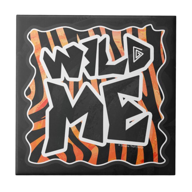 Black and Orange Vild Me Zebra Kakelplatta (Framsidan)