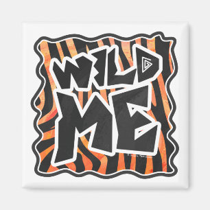 Black and Orange Vild Me Zebra Magnet