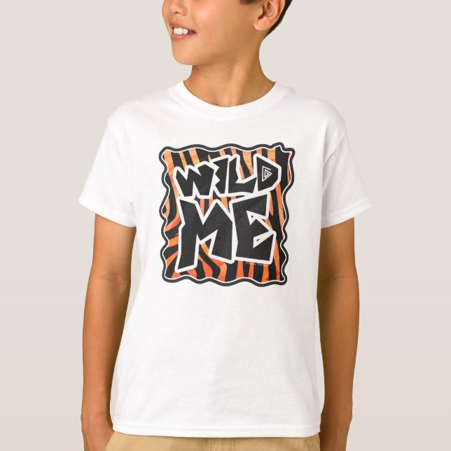 Black and Orange Vild Me Zebra Tee Shirt (Framsida)
