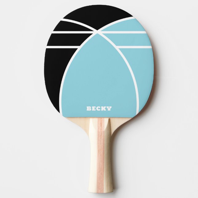 Black and Pastel Blue Personalized Pingisracket (Framsidan)