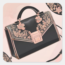 Black and pink AI art Fyrkantigt Klistermärke