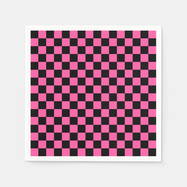 Black and pink checkerboard pattern pappersservett (Framsidan)