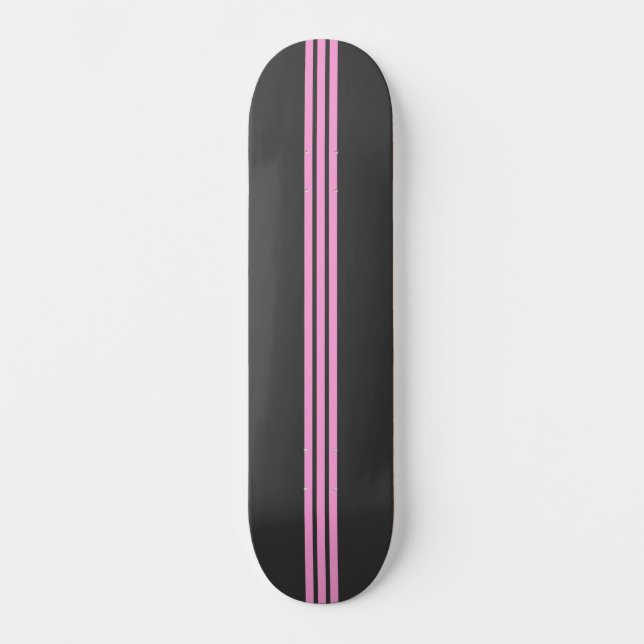 Black and Pink Striped Skate Deck (Framsida)