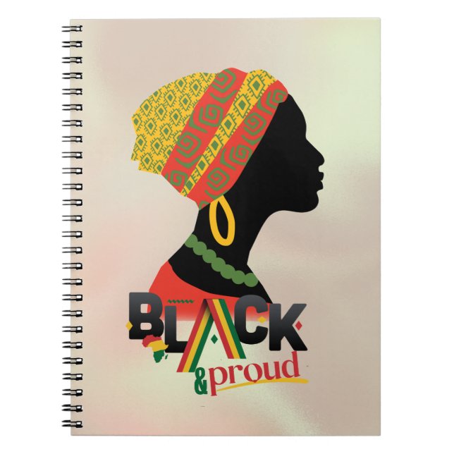 Black and Proud African American Girl Anteckningsbok (Framsidan)