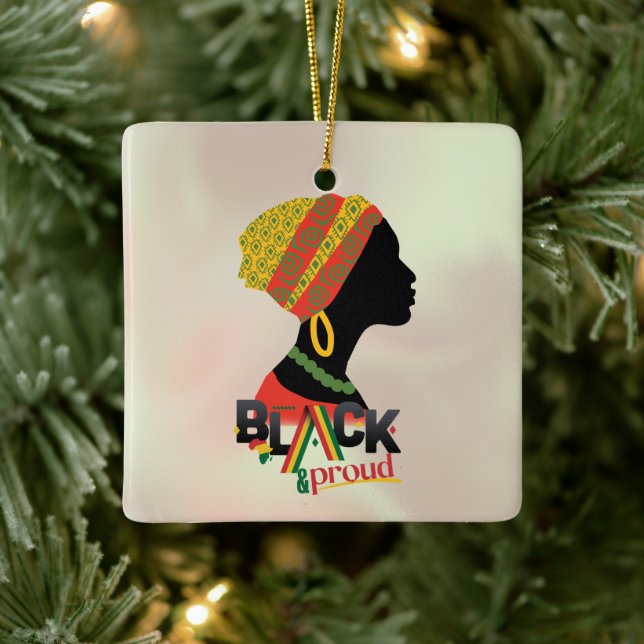 Black and Proud African American Girl Julgransprydnad Keramik (Träd)