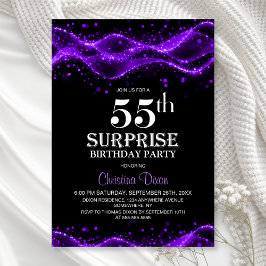 Black and Purple Surprise 55th Birthday Party Inbjudningar