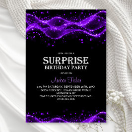 Black and Purple Surprise Any Age Birthday Party Inbjudningar
