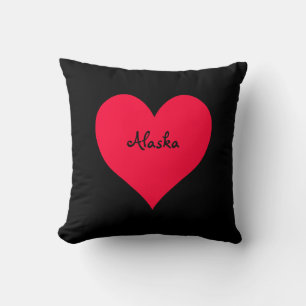 Black and Red Alaska Heart Kudde