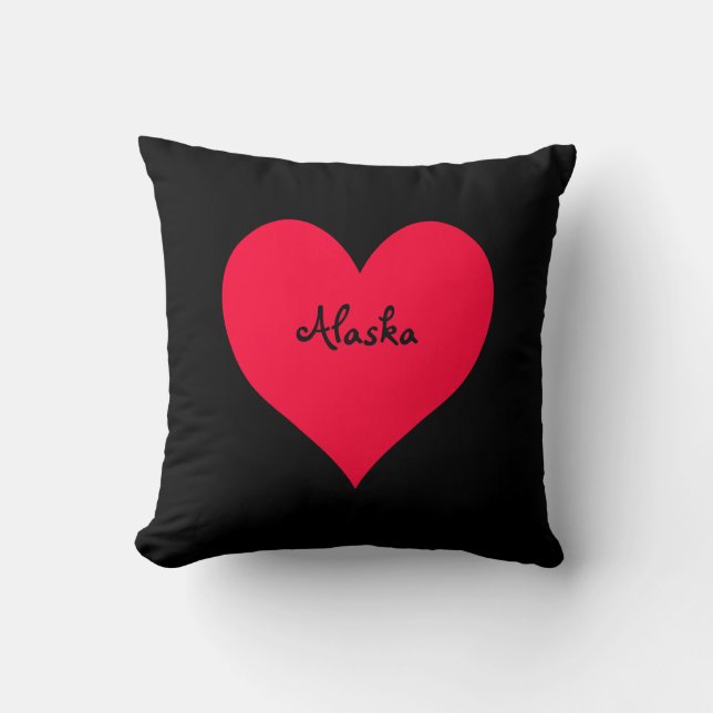 Black and Red Alaska Heart Kudde (Framsida)