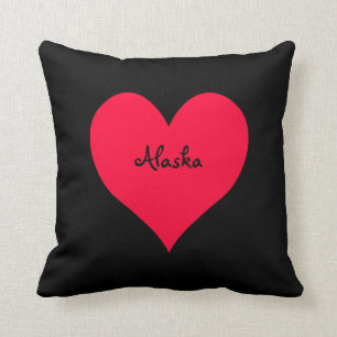 Black and Red Alaska Heart Kudde