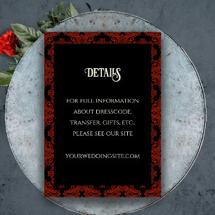 Black and Red Blommigt Gothic Mörk Elegant bröllop Tilläggskort
