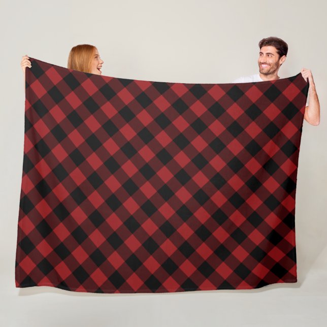 Black and Red Buffalo Pput Check Fleece Blanket (På plats)