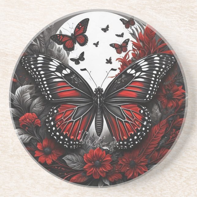 Black and Red Butterfly Underlägg (Framsidan)
