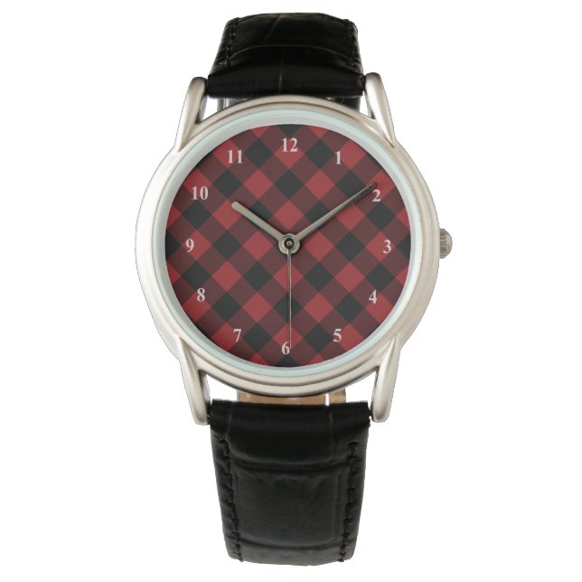 Black and Red Check Watch Armbandsur (Framsida)