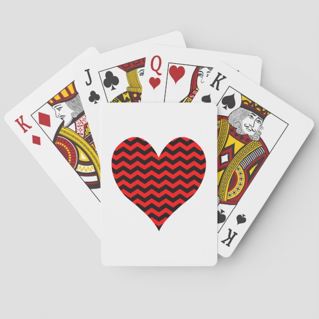 Black and Red Chevron Heart Casinokort (Baksidan)