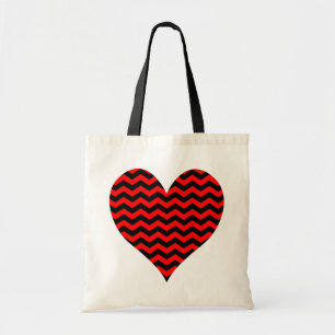 Black and Red Chevron Heart Tygkasse