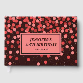 Black and Red Conffeti Birthday Guest Bok