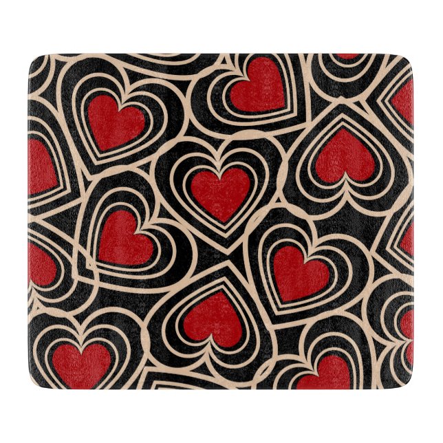 Black and Red Cute Simple Heart Mönster (Framsidan)
