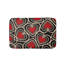 Black and Red Cute Simple Heart Mönster Badrumsmatta