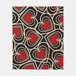Black and Red Cute Simple Heart Mönster Fleecefilt