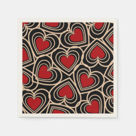 Black and Red Cute Simple Heart Mönster Pappersservett