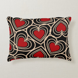 Black and Red Cute Simple Heart Mönster Prydnadskudde