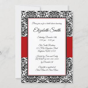 Black and Red Damask Inbjudningskort för möhippa