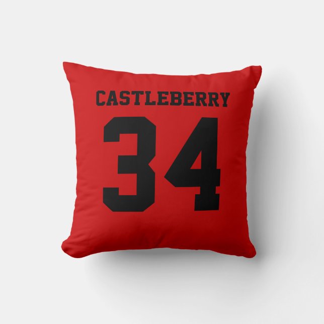 Black and Red Double-Sided Sports Jersey Kudde (Framsida)