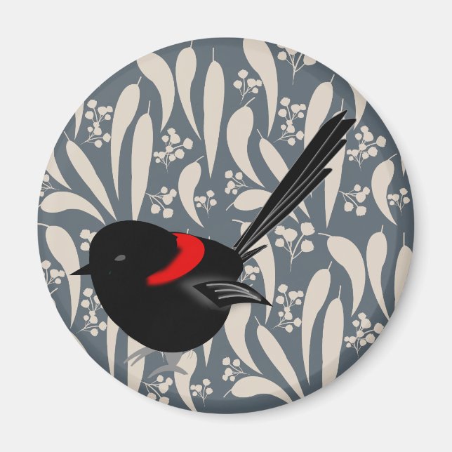 Black and Red Fairy Wren Magnet (Framsidan)