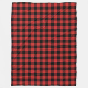 Black and Red Gingham Mönster Checkered Fleecefilt