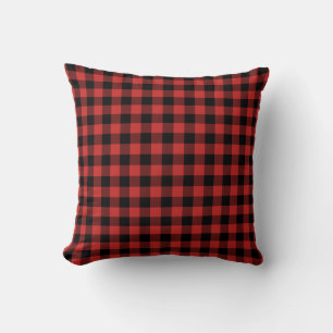 Black and Red Gingham Mönster Kudde
