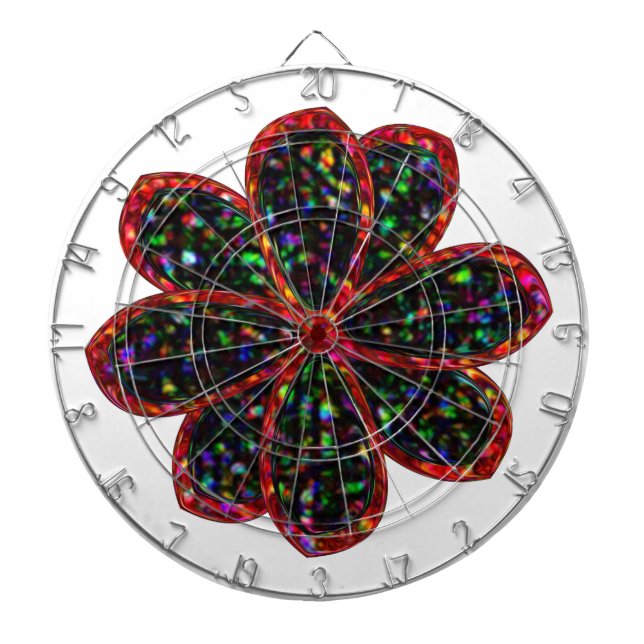 Black and Red Glitter Flower Dart Board Piltavla (Framsidan)