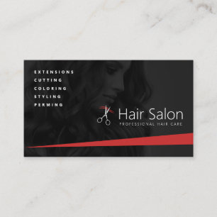 Black and Red Hair Salon, Hairdresser, Hairstylist Visitkort