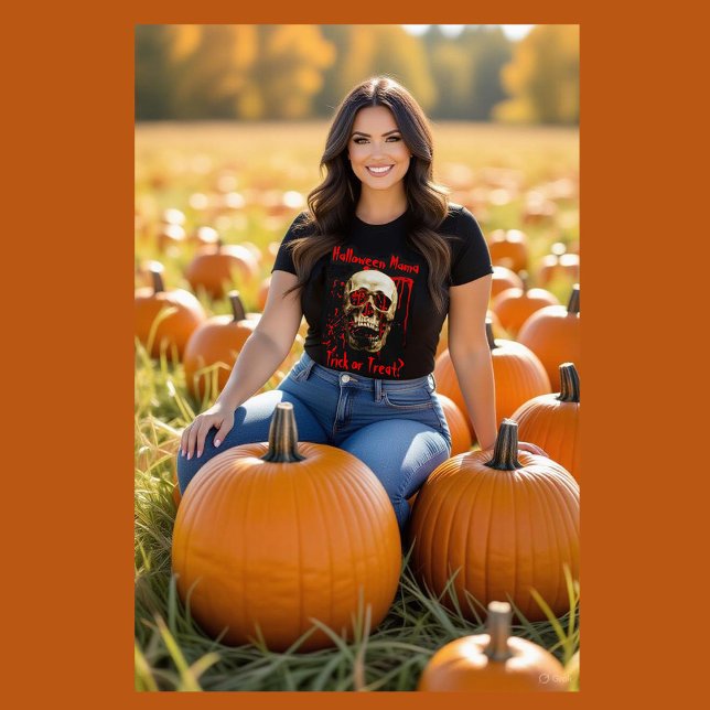 Black and Red Halloween Mamma Skull T Shirt (Skapare uppladdad)