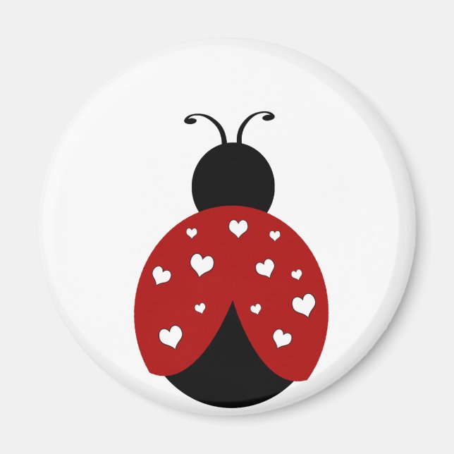 Black and Red Heart Ladybug Magnet (Framsidan)