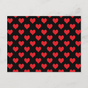 Black and Red Heart Mönster Vykort