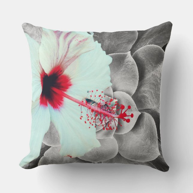 Black and Red Hibiscus Wall Art Print  Kudde (Framsida)