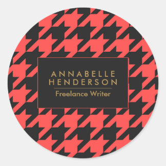 Black and Red Houndstooth Runt Klistermärke