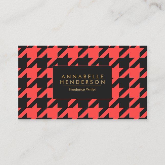 Black and Red Houndstooth Visitkort (Framsida)