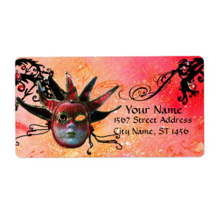 BLACK and RED JESTER MASK, Masqueraad Party Fraktsedel