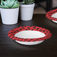 Black and Red Poppy Flowers Blommigt Kant