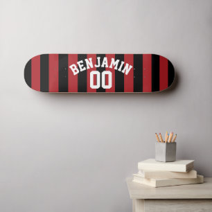 Black and Red Rugby Jersey Rand Namn Number Skateboard Bräda 19,5 Cm