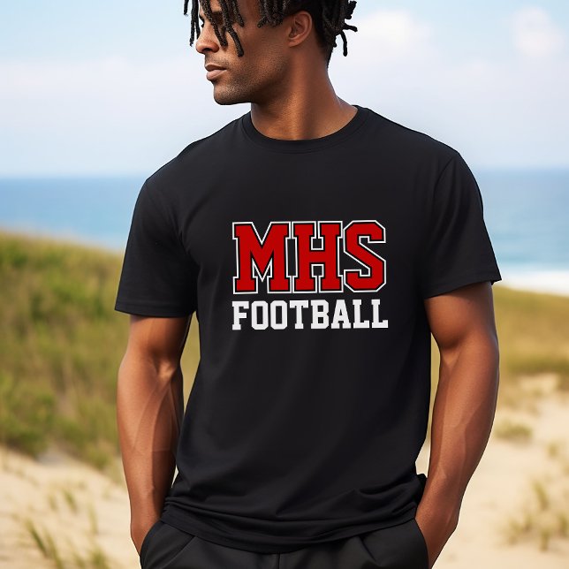 Black and Red School Spirit Anpassningsbar Footbal T Shirt (Skapare uppladdad)