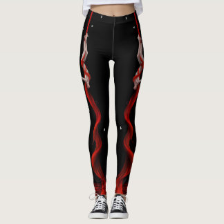 Black and Red Silke Leggings, Aerialist Leggings