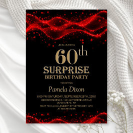 Black and Red Surprise 60th Birthday Party Inbjudningar