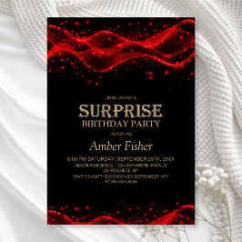 Black and Red Surprise Any Age Birthday Party Inbjudningar