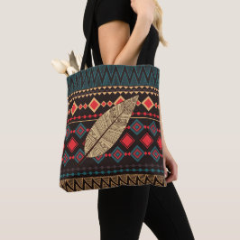 Black and Red Tribal Mönster Handbag Tygkasse