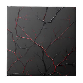 Black and Red Veins Kakelplatta