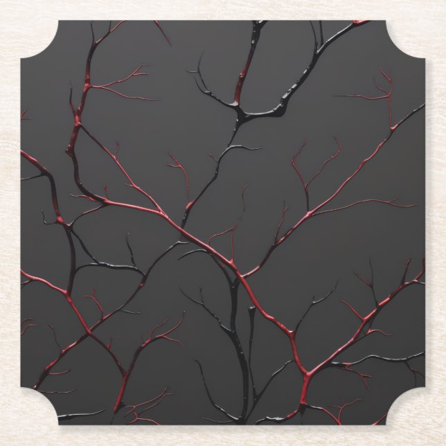 Black and Red Veins Underlägg Papper (Framsida)