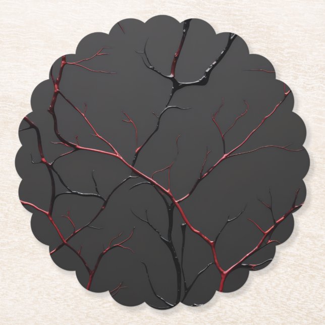 Black and Red Veins Underlägg Papper (Framsida)